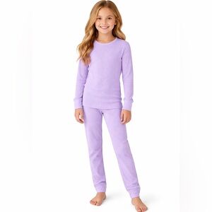Girls Athletic Works Thermal Pajama Set Long Sleeve XL 14/16 Sleepwear